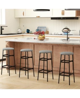 Bar Stools Set of 4 w/ Sturdy Metal Frame and Footrest for Kitchen Island