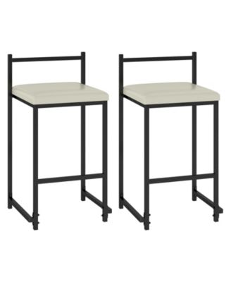 26'' Stackable Counter Height Bar Stools Set of 4 w/Back Metal Frame and Footrest