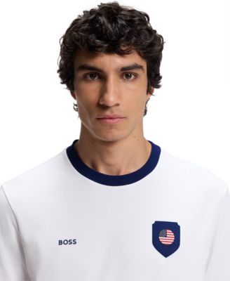 Men's Stretch-Cotton USA Country Flag Logo T-Shirt