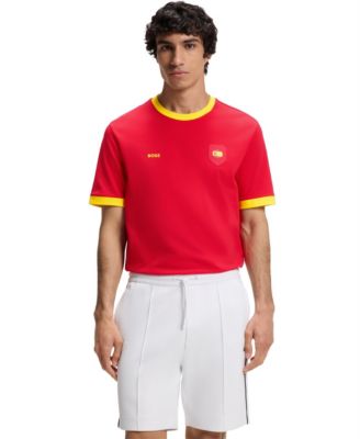 BOSS by Men's Stretch-Cotton Spain Country Flag Logo T-Shirt