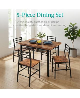 5-Piece Modern Dining Set, Kitchen Table W/ 4 Matching Chairs and Storage Rack