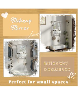 Space Saving Small LED Vanity Table with Basic Standard Mirror Makeup Dressing Storage