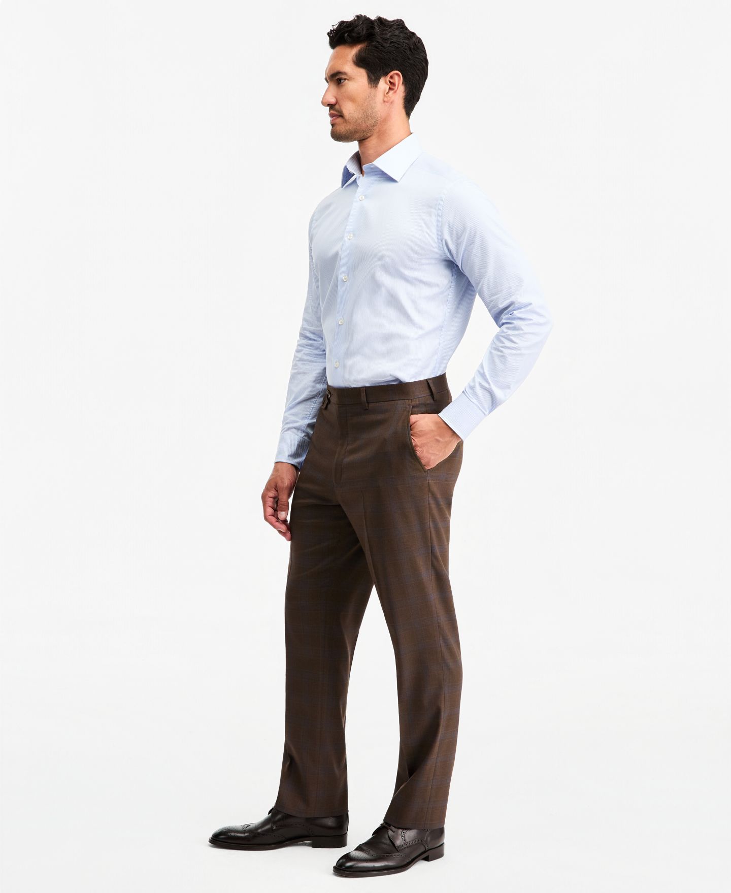 Мужские брюки Tayion Collection Classic-Fit Brown Plaid Suit Separate, цвет: Коричневый — фото 2