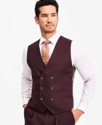 Men's Classic-Fit Burgundy Suit Separate Vest