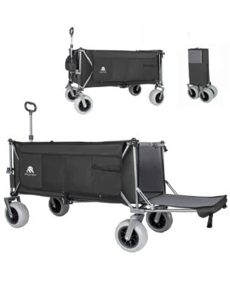 Heavy Duty Utility Wagons, Extra Long Large Foldable Wagon with Opened Tailgate and All-Terrain Wheels.