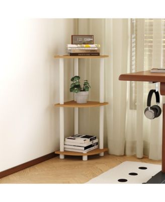 3 Tier Decorative Corner Bookshelf Display Rack, Beech