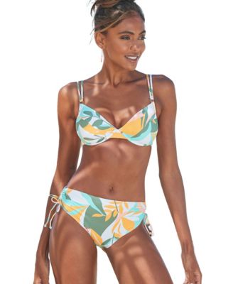 Mixed Print Underwire Bikini Top and Bottom