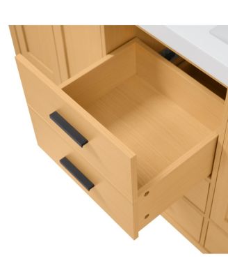 59.3 Inch Double Sink Bathroom Vanity with Solid Wood Frame, Soft Close Drawers & Adjustable Shelves for Modern Storage