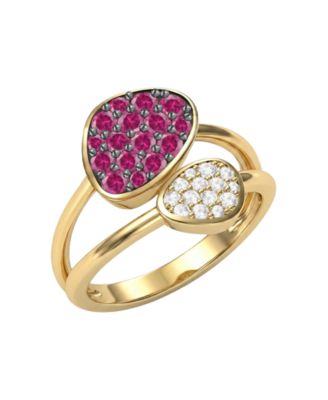 Lab Grown Ruby (3/4 ct. t.w.) & Lab Grown White Sapphire (1/4 ct. t.w.) Ring in 14k Gold Over Sterling Silver (Also Available in Emerald & Sapphire)