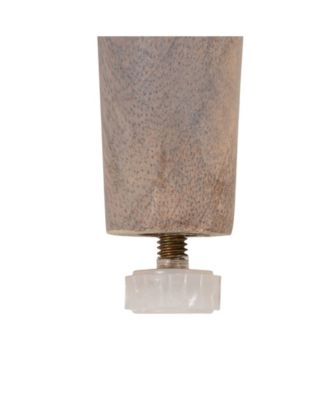 23" Wood Round End Table with 2-Woven Cane Shelves