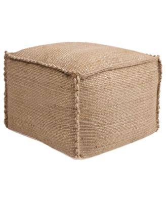 Handwoven 24" Jute Pouf with Flanged Edges