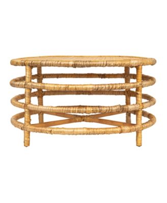 36" Rattan and Banana Round Coffee Table