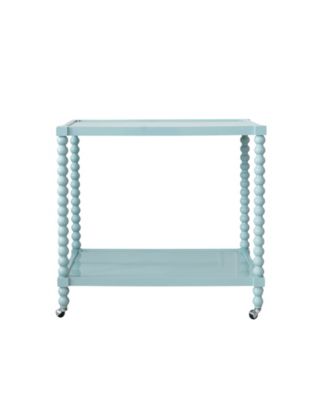 35" Rubberwood 2-Tier Bar Cart on Wheels