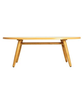 47" Wood Sea Waves Surfboard Oval Coffee Table