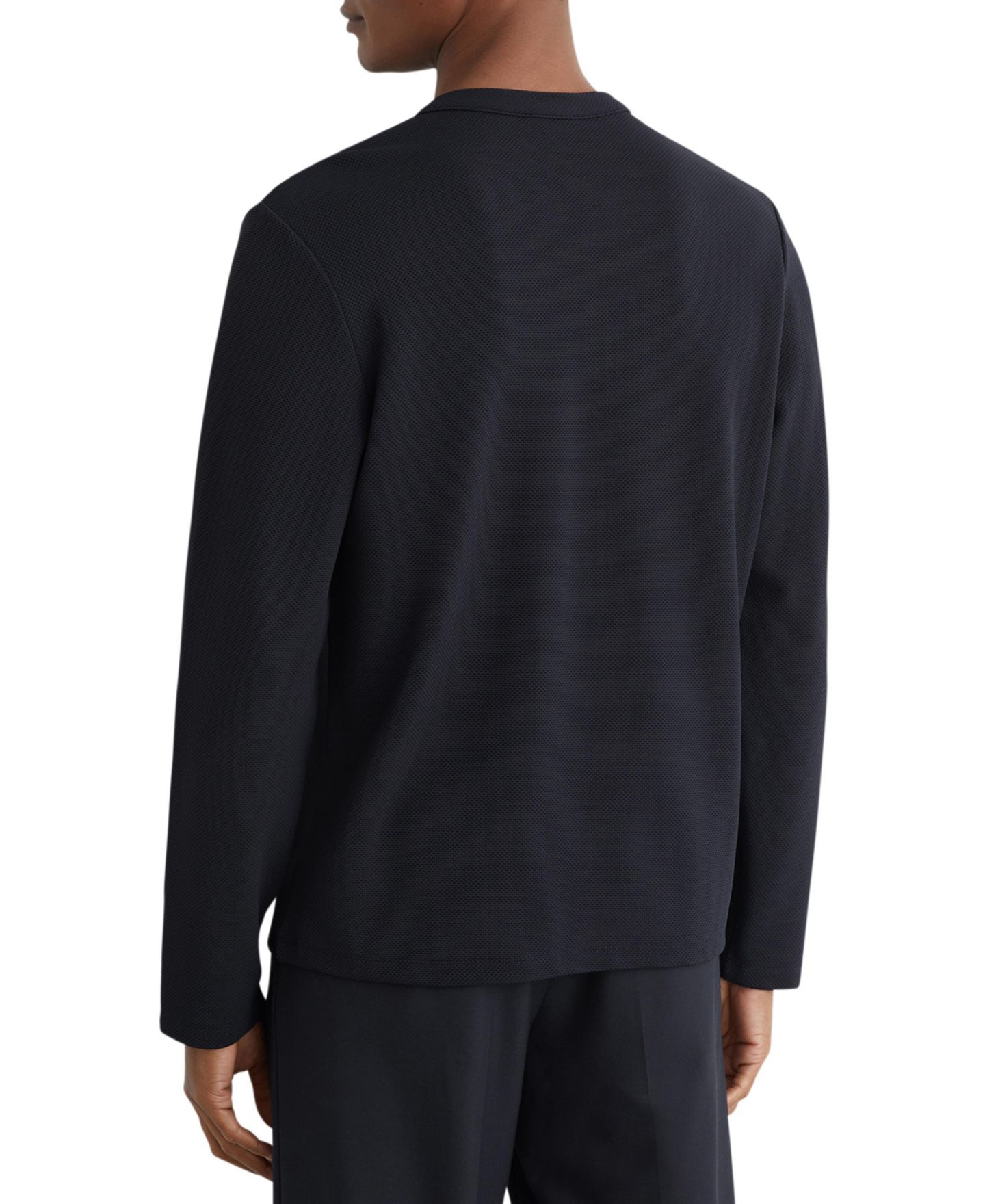 Мужская футболка REISS Salvator Textured Long-Sleeve Henley, цвет: Тёмно-синий — фото 3