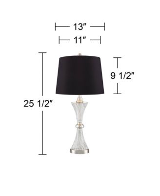 Luca Modern Table Lamps 25 1/2" High Set of 2 Clear Glass with USB Charging Port Faux Silk Shade for Bedroom Living Room Home Desk