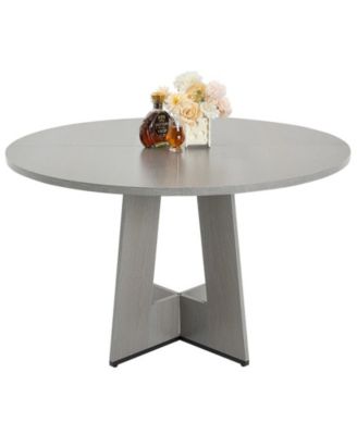 47 Inch Round Dining Table for 4 to 6 with Wood Look Top