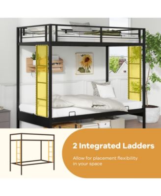 Over Futon Bunk Bed with 2 Ladders and Safety Guardrails