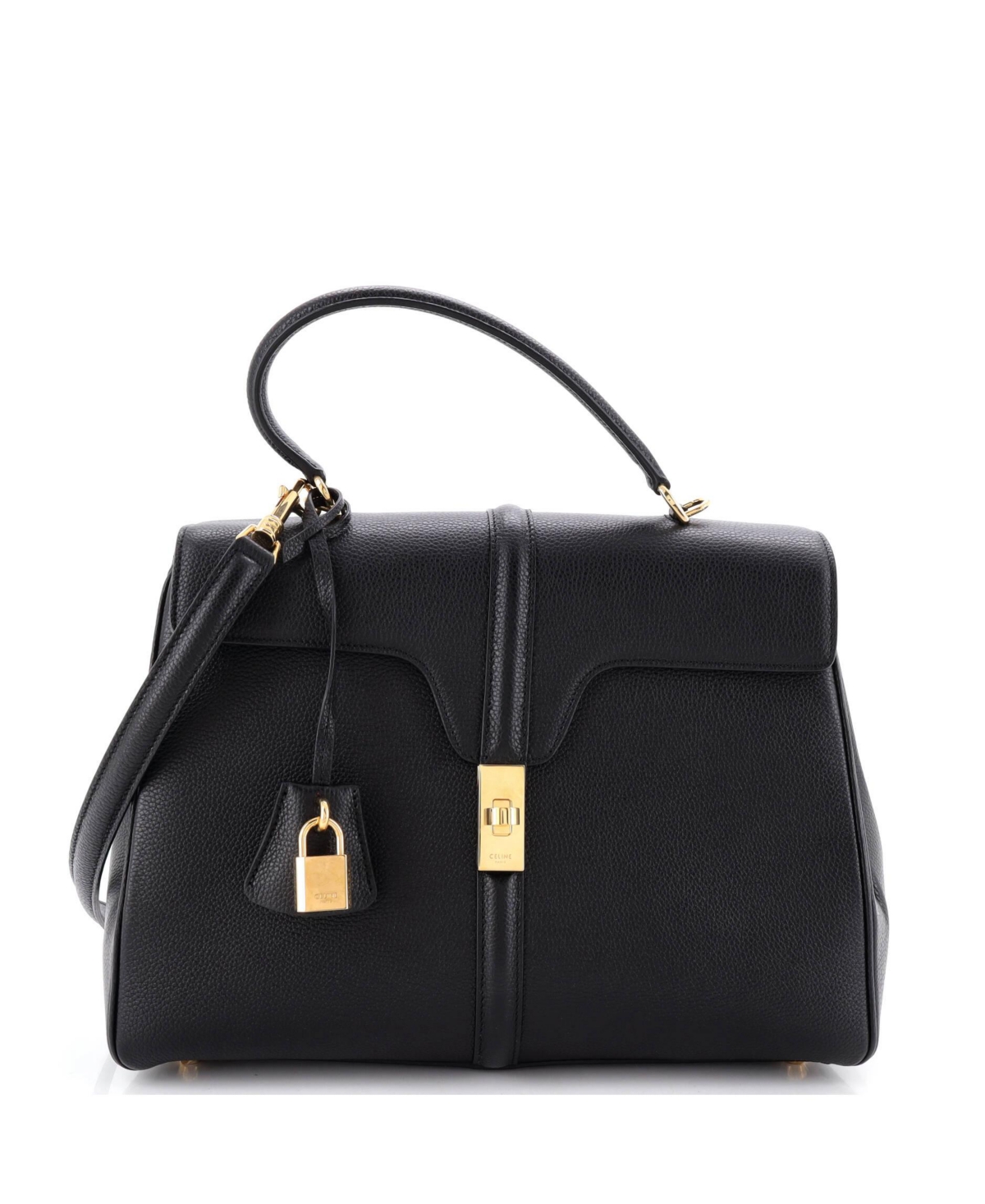 Pre-Owned Celine Medium 16 Top Handle Bag Grained Calfskin