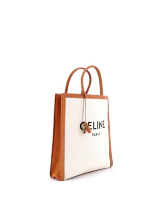 Large Vertical Cabas Tote Canvas with Leather