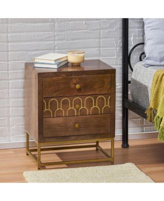 Elegant Modern Wooden Nightstand with Storage Space Natural Finish Bedside Table for Bedroom Living Room