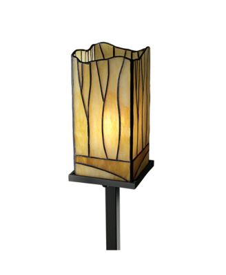 Style Floor Lamp with USB Charging Port 3-Light 72" Tall Amber Art Glass Shade for Living Room Reading