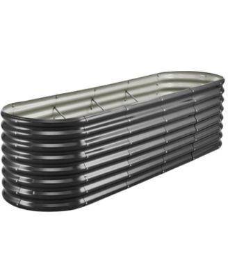 Oval Metal Raised Garden Bed, Galvanized Planter Box with Reinforcement Bar