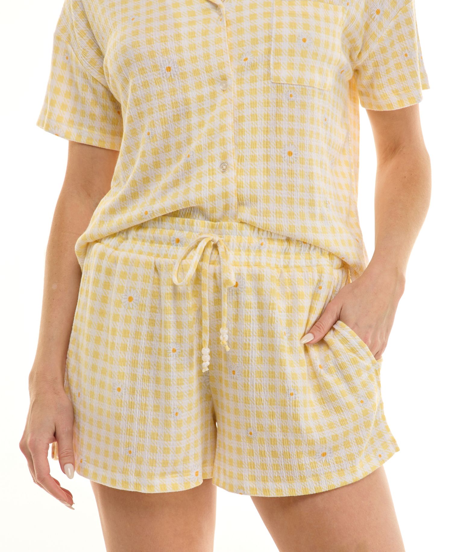 Women's Collared Top and Pull-On Shorts, 2-Piece Set