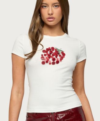Women's My Sweet Strawberry Button T Shirt