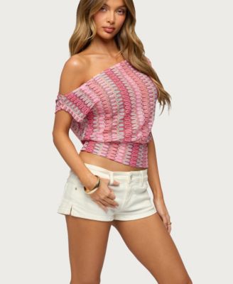 Women's Taniya Off Shoulder Zigzag Knit Top