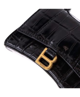 Mini Hourglass Chain Top Handle Bag Embossed Leather