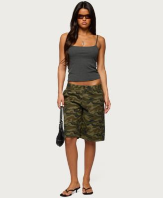 Women's Camo Denim Low Rise Bermuda Shorts