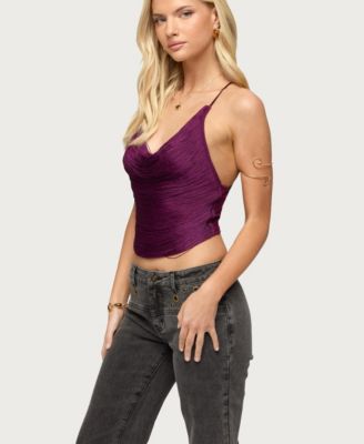 Women's Elenie Fringed Cowl Neck Top