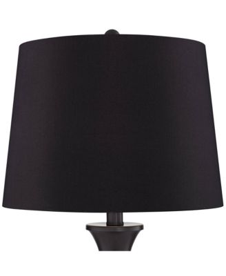 Traditional Table Lamps 25" High Set of 2 with USB Port Bronze Metal LED Touch On  Faux Silk Drum Shade for Bedroom Living Room