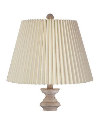 Rustic Farmhouse Table Lamps  High Set of 2 -Washed Faux Wood Linen Pleat Shade for Bedroom Living Room