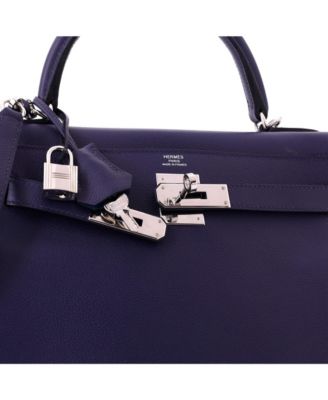 Kelly 28 Handbag Verso Evercolor with Palladium Hardware
