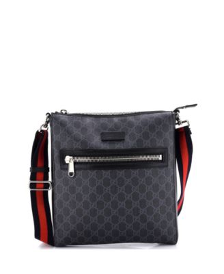 Medium Web Strap Front Zip Messenger Bag GG Coated Canvas