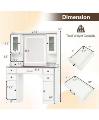 41.5 in Makeup Dressing Table with Power Outlets and LED Lighted Mirror