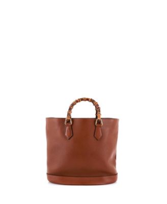 Medium Diana Bamboo Handle Round Tote Leather