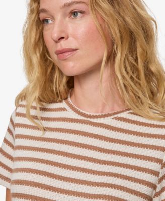 Women's Striped Crewneck Textured T-Shirt