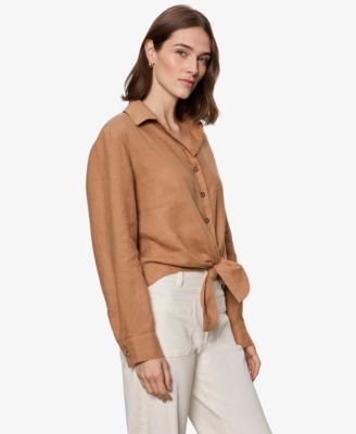 Women's Tie-Front Long-Sleeve Shirt