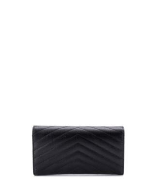 Large Classic Monogram Flap Wallet Matelasse Chevron Leather