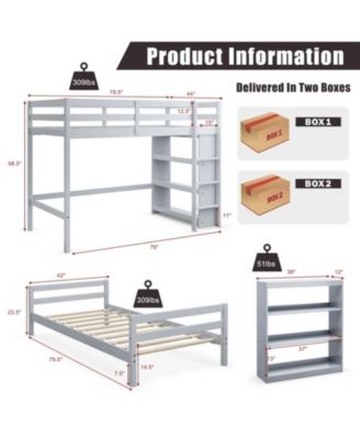 Loft Bed with Storage Shelves