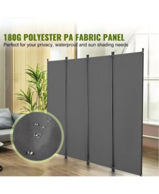 4-Panel Freestanding Fabric Room Divider with Metal Frame