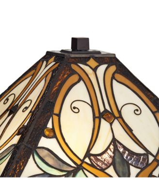 Table Lamp 25" High Tiffany Style Stained Glass Art Shade for Living Room Family Bedroom Bedside Nightstand