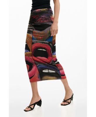 Women's Printed Skirt With Lips