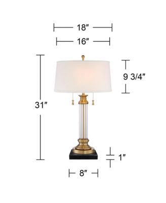 Rolland Traditional Table Lamp with Square Marble Riser 30" Tall Antique Brass Crystal Shade for Living Room Home