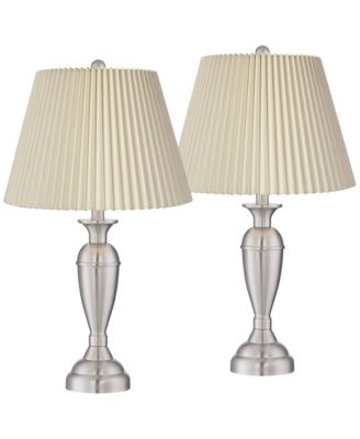 Blair Traditional Table Lamps 25" High Set of 2 Brushed Nickel Linen for Bedroom Living Room Bedside Nightstand Office
