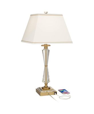 Heath 31 5/8" Tall Large Traditional End Table Lamp USB Port Luxe Crystal Single Living Room Charging