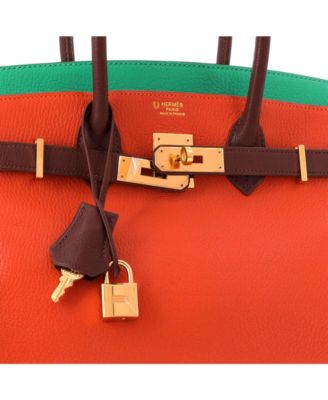Birkin 30 Handbag Tricolor Chevre Mysore with Gold Hardware
